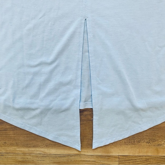 ATHLETA S Light Blue Essence Semi Fit Long Sleeve Split Back Activewear T-Shirt - Picture 8 of 16
